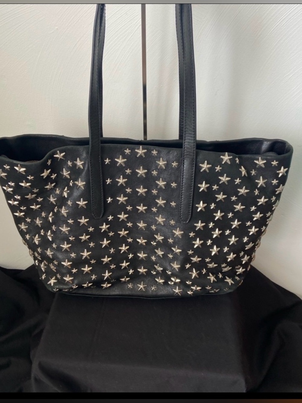 Jimmy Choo Black Tote with Silver Star Studs